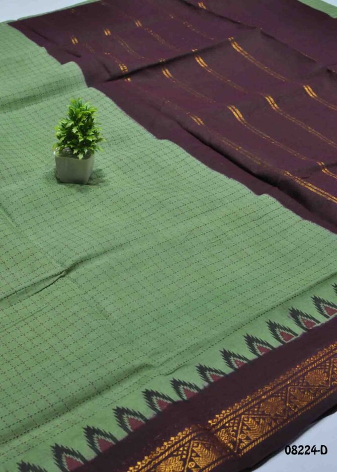 Yashvika -08224-D  Bright Yellow Color Madurai Chungudi Cotton Saree CM1270995 [LR4B]