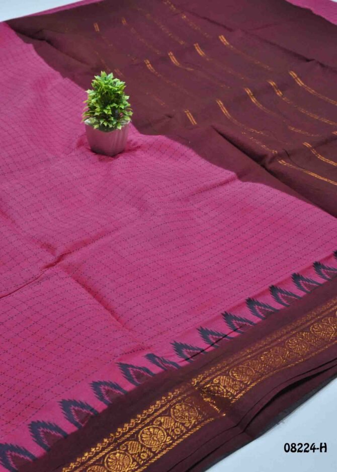 Yashvika -08224-H  Dark Pink Color Madurai Chungudi Cotton Saree CM1270995 [LR4B]