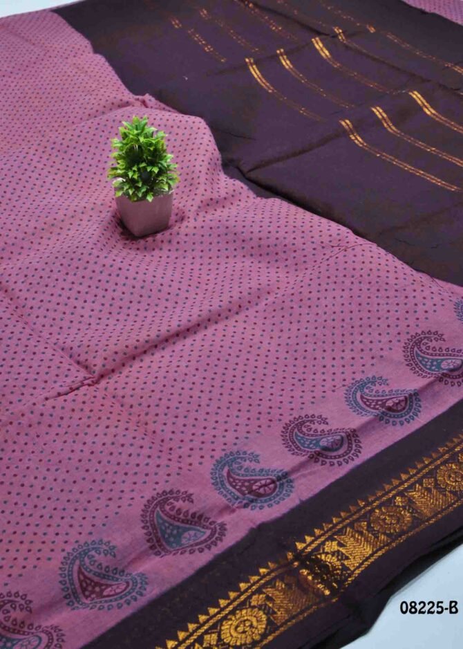 Saanya -08225-B   Mauve Purple Color Madurai Chungudi Cotton Saree CM1270995 [LR4B]
