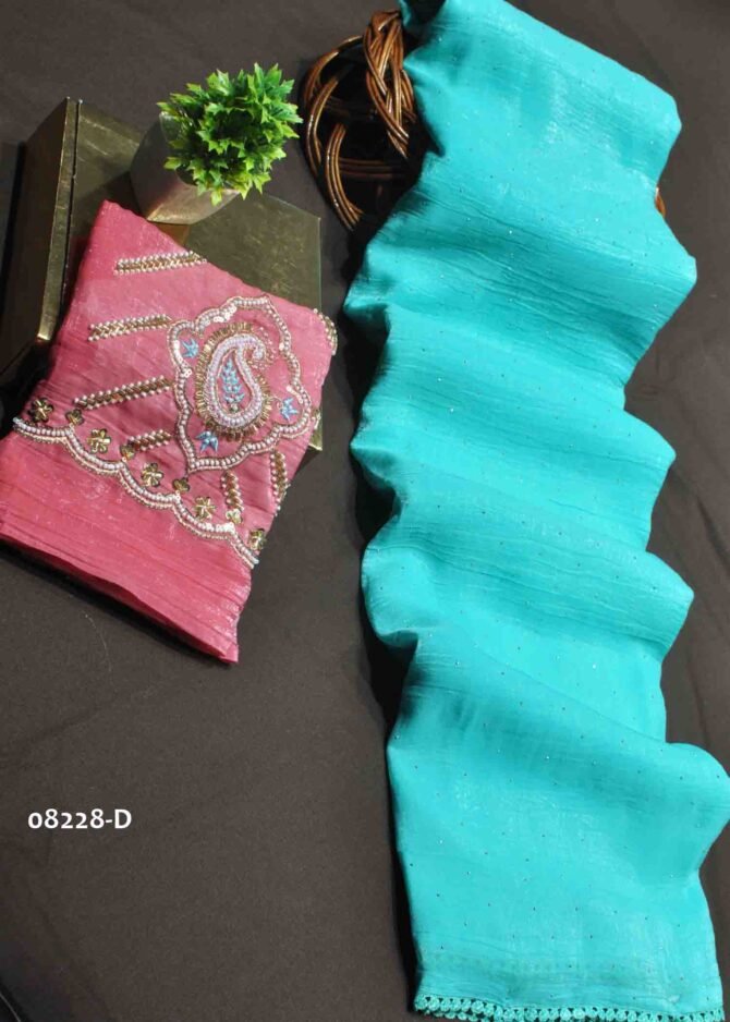 Raagavi-08228-D  Tiffany Blue Color New Arrival Stone Crushed Jimmy Choo Saree CM1258339 [RR8D]