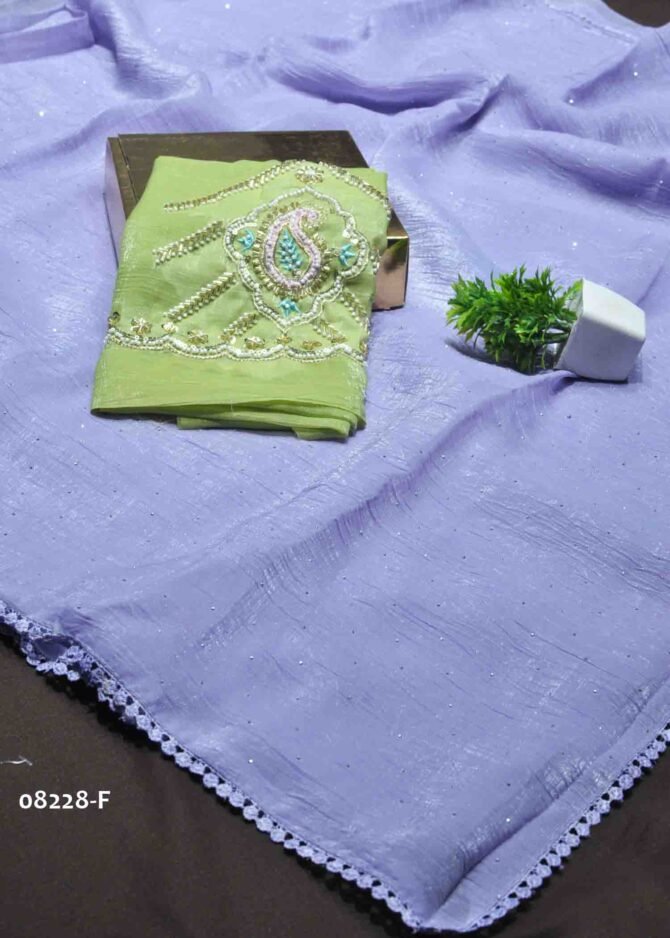 Raagavi-08228-F  Lavender Color New Arrival Stone Crushed Jimmy Choo Saree CM1258339 [RR8D]