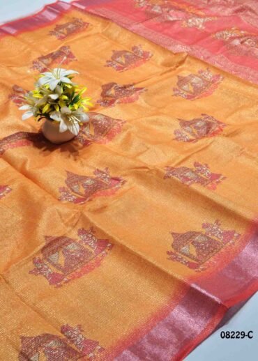 Jaswini -08229-C  Coral Orange Color Excellent Fancy Cotton Saree CM1253805 (LR3E)