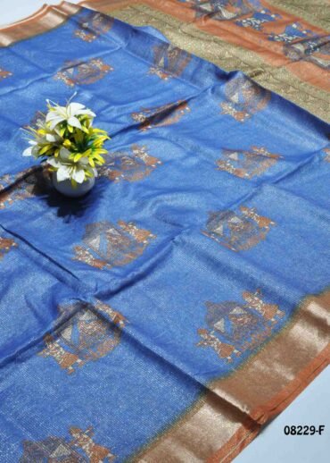Jaswini -08229-F  Steel Blue Color Excellent Fancy Cotton Saree CM1253805 (LR3E)