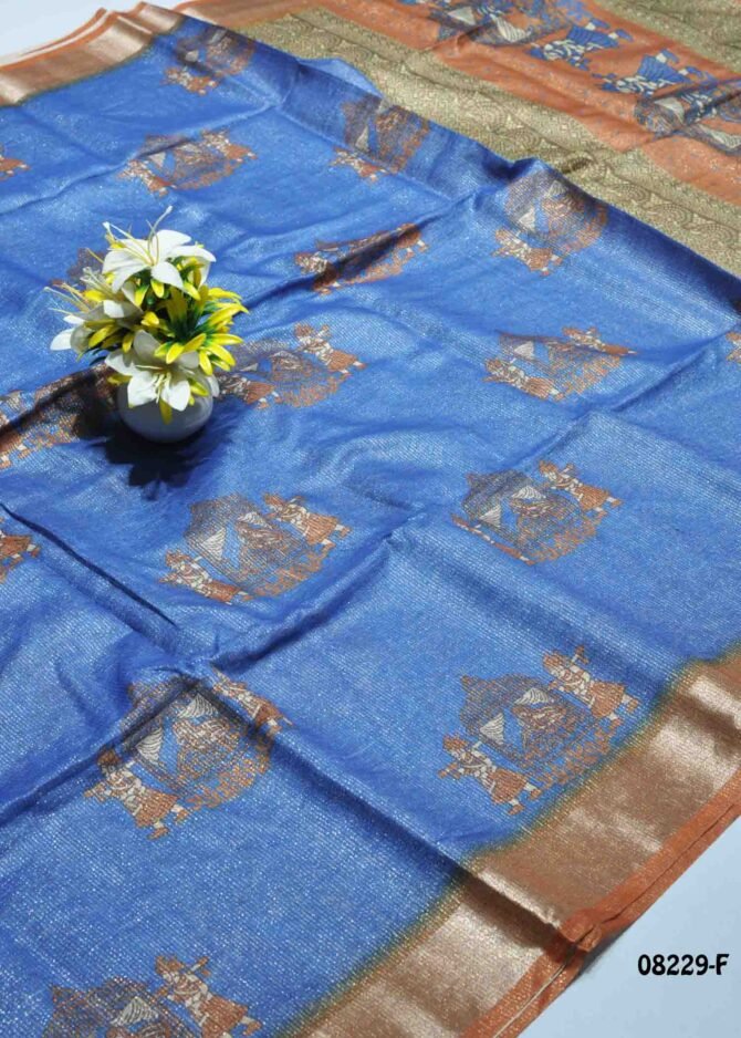 Jaswini -08229-F  Steel Blue Color Excellent Fancy Cotton Saree CM1253805 (LR3E)