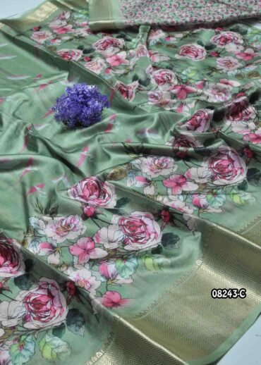 Abyshree -08243-C  Frog Green Color Elagant Dola Silk Saree CM1265083 (LR3E)