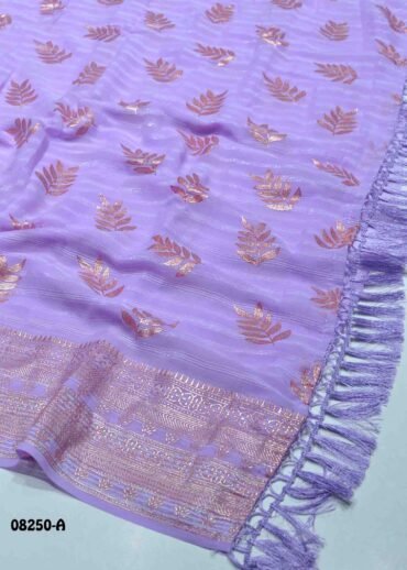 Vedika -08250-A  Lavender Color Elagant Copper Foil Print Chiffon Saree CM1249615 (LR10E)