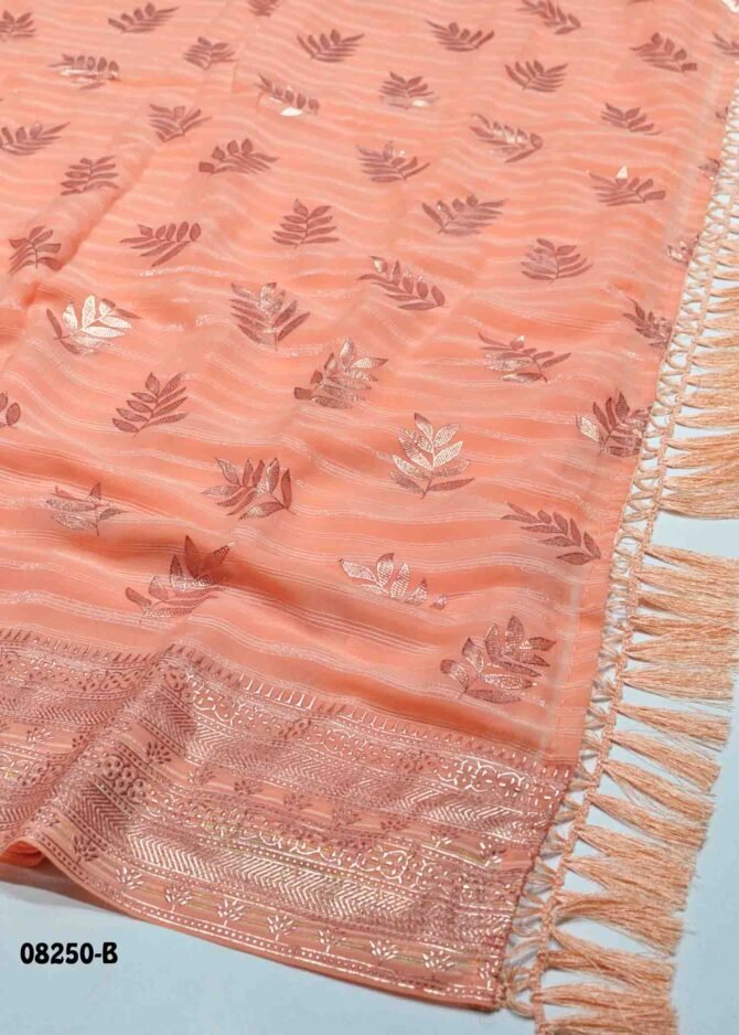 Vedika -08250-B  SweetnessRed Color Elagant Copper Foil Print Chiffon Saree CM1249615 (LR10E)