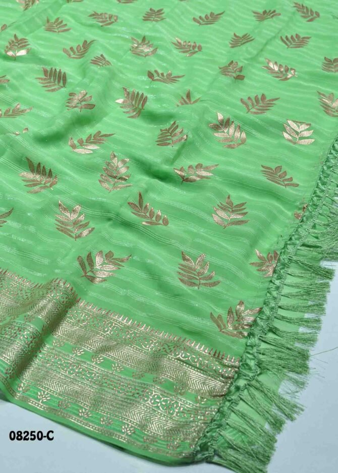 Vedika -08250-C  Apple Green Color Elagant Copper Foil Print Chiffon Saree CM1249615 (LR10E)
