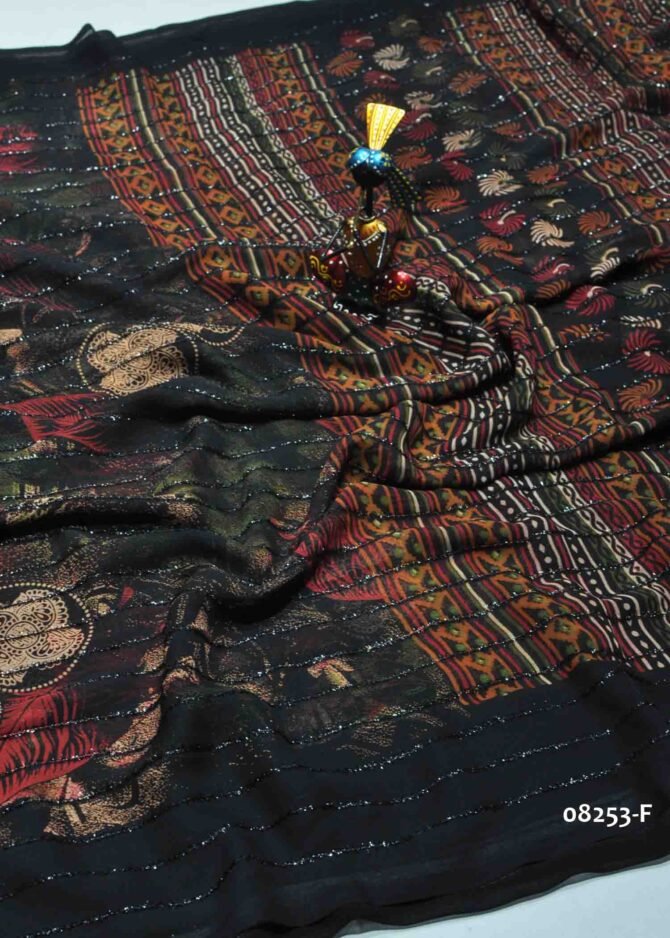 Abhilashini - 08253-F   Black Color Excellent Look Georgette Saree CM1247521 [RR10B]