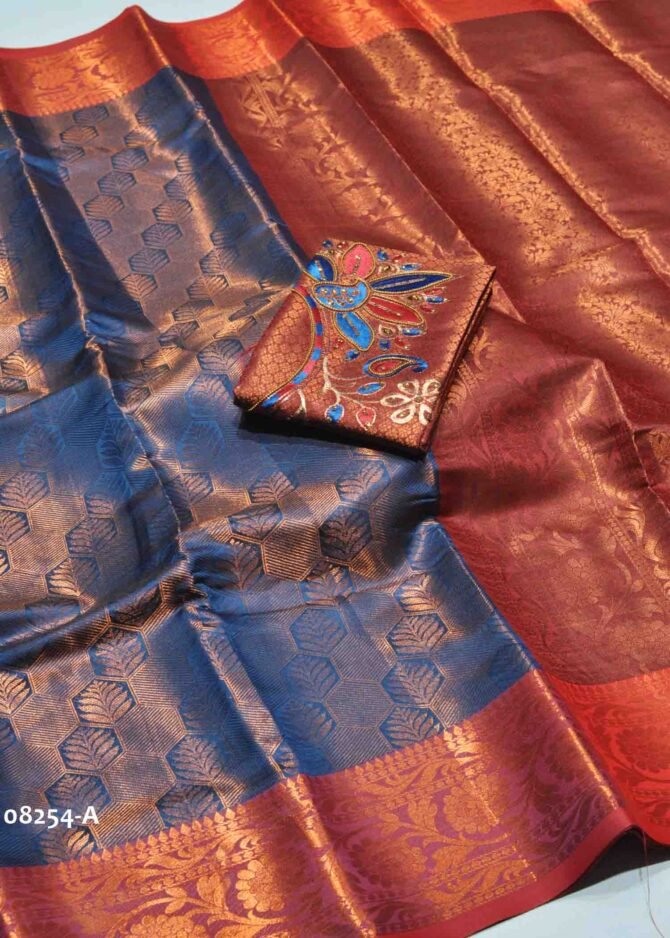 Aadhvaitha - 08254-A  NavyBlue Color Grand Look Traditonal Wear Raw Silk Saree CM1237989 (RR3D)