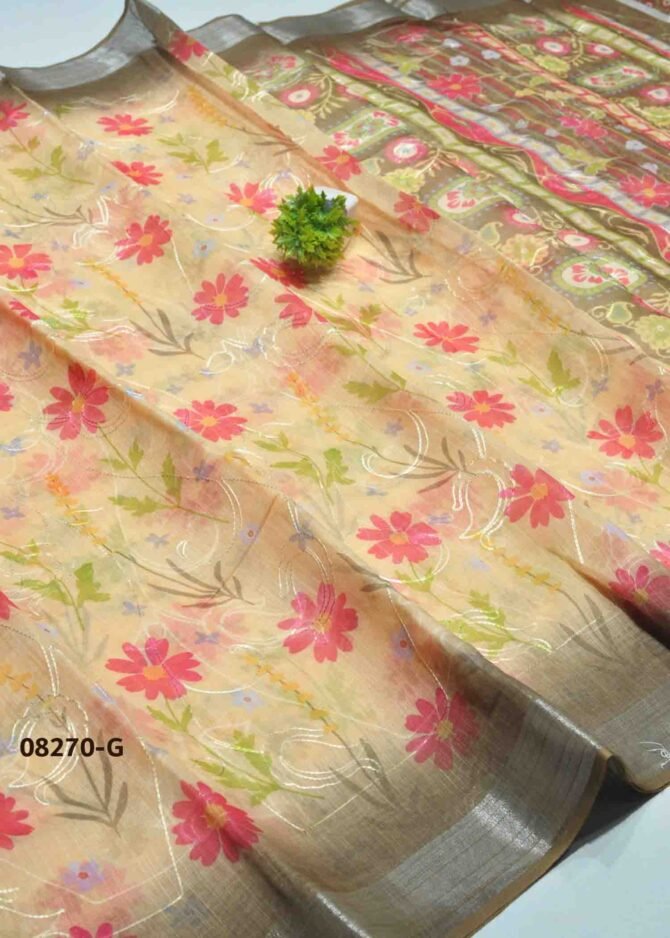 Jyoshini - 08270-G   Marigold Yellow Color Linen Cotton Saree CM1240228 (LR5B)