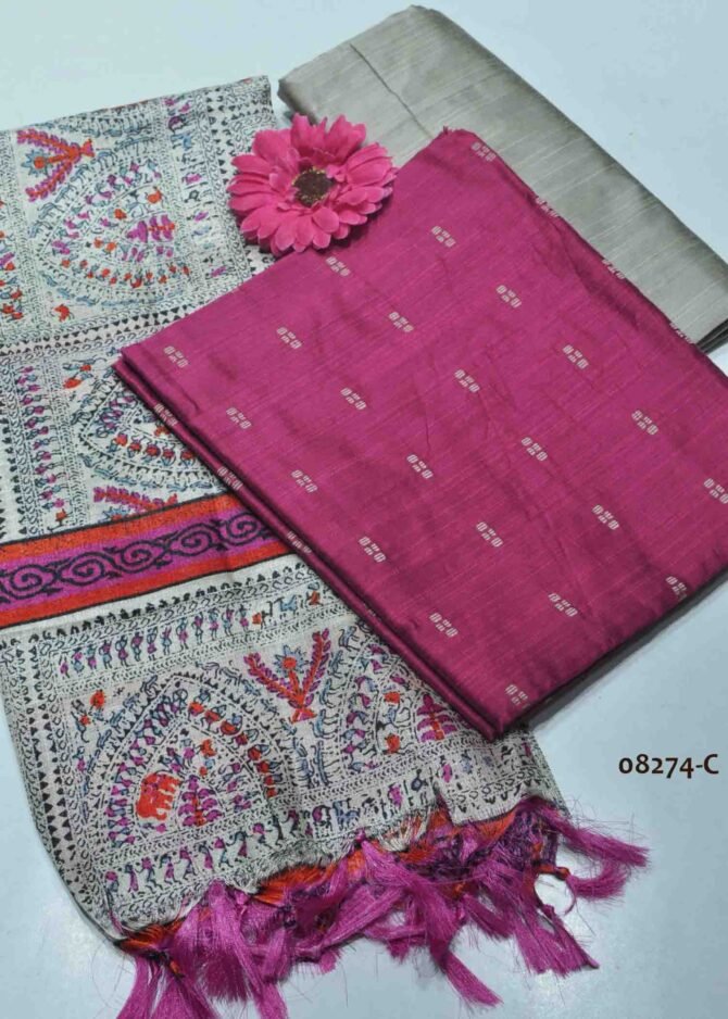 Dhanshika - 08274-C  Wild Berry Pink Color Traditional Look Dupion Silky Salwar Material CM1264077 (LR1C)