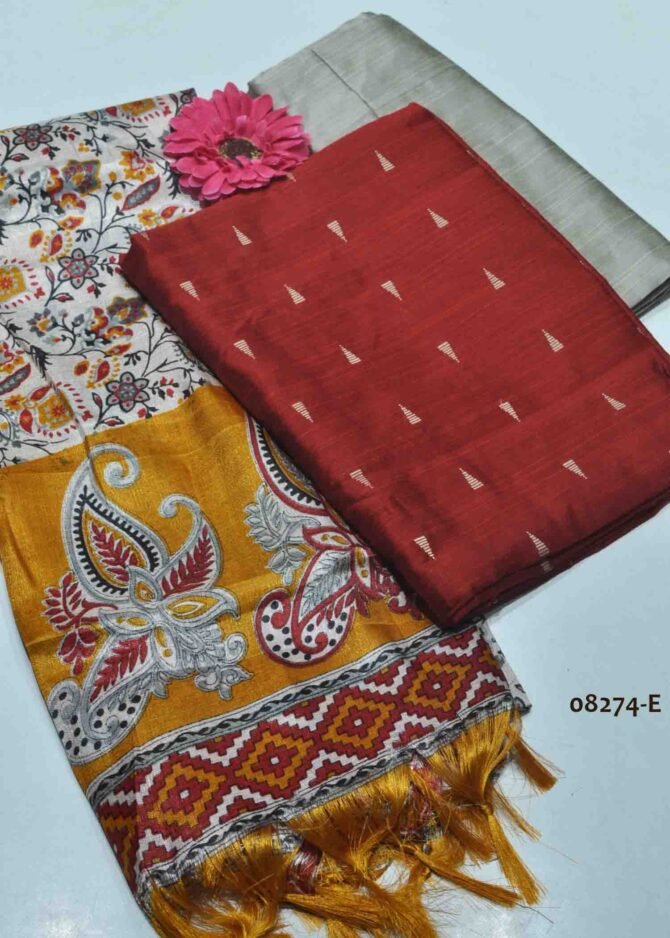 Dhanshika - 08274-E  Rum Red Color Traditional Look Dupion Silky Salwar Material CM1264077 (LR1C)