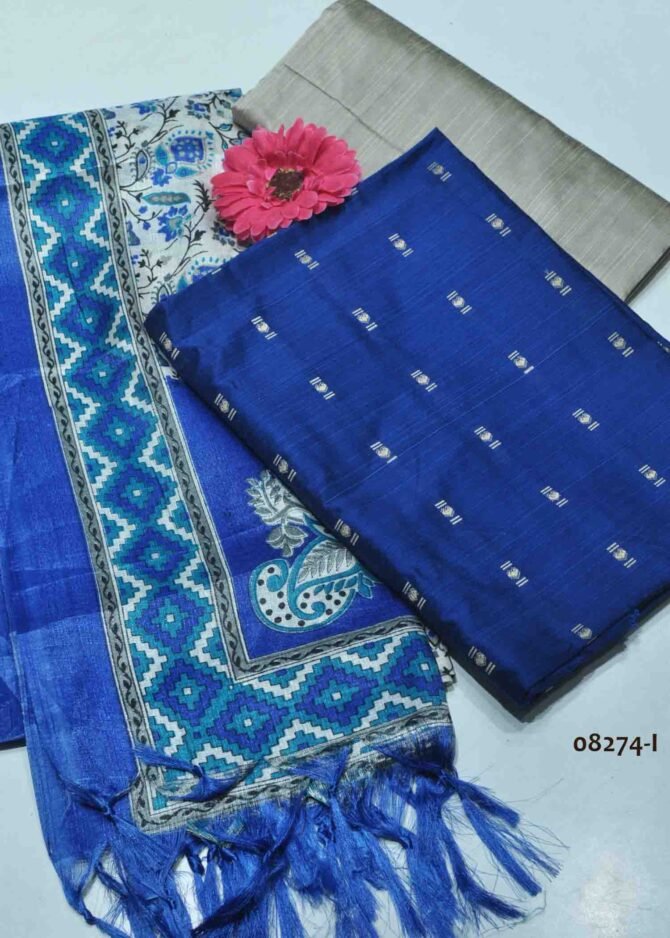 Devika - 08274-I  Ink Blue Color Traditional Look Dupion Silky Salwar Material CM1264077 (LR1C)