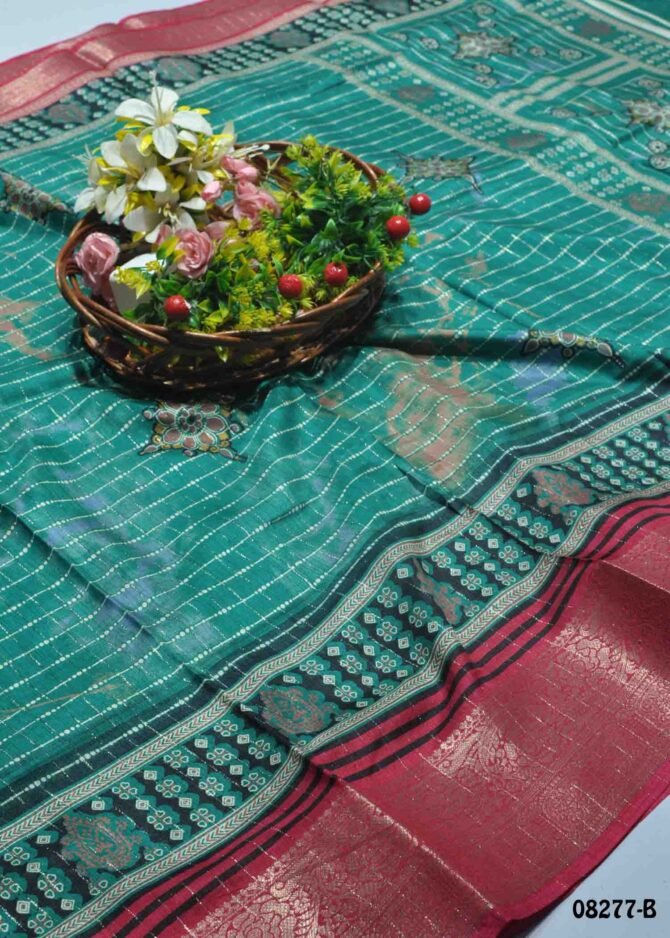 Akshaya -08277-B  Pine Green Color Elagant Look Dola Silk Saree CM1254420 (LR5E)