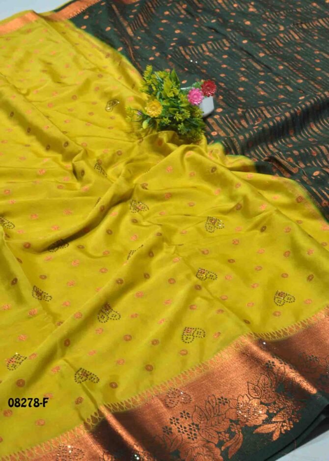 Ishanvi -08278-F  Lime Yellow Color Traditonal Wear Mysore Crepe Silk Saree CM1253235 (LR3C)