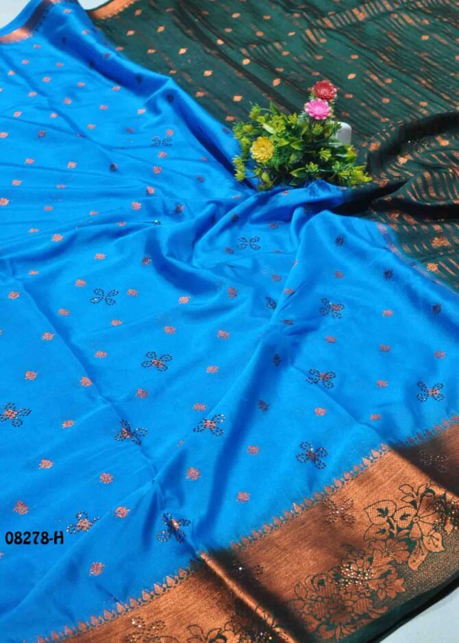 Ishanvi -08278-H  Pacific Blue Color Traditonal Wear Mysore Crepe Silk Saree CM1253235 (LR3C)