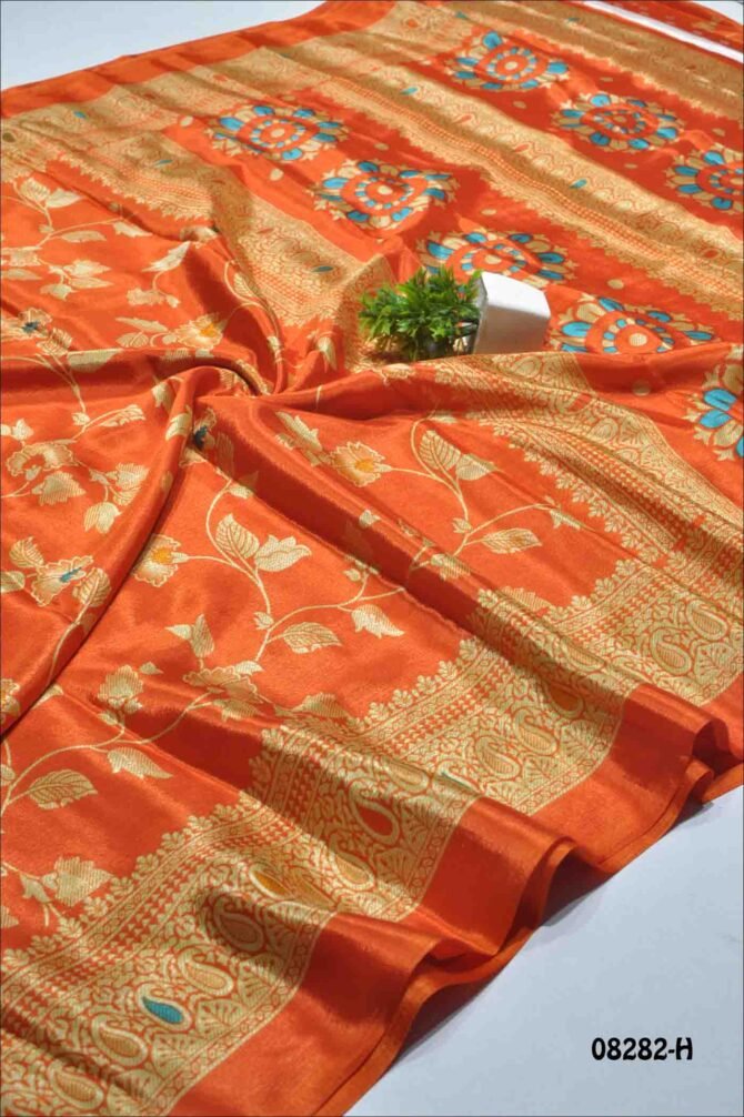 Subha - 08282-H   Papaya Orange Color Crepe Saree CM1254235 (LR11D)