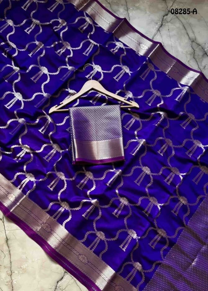 Hina Khan - 08285-A Violet Color Hina Khan Inspired Banarasi Kataan Silk Saree CM1264955