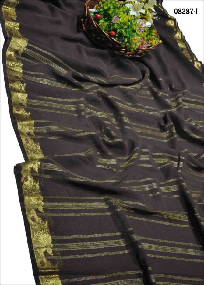 Akila -08287-I  Dark Brown Color New Arrival Georgette Saree CM1249776 (LR11C)