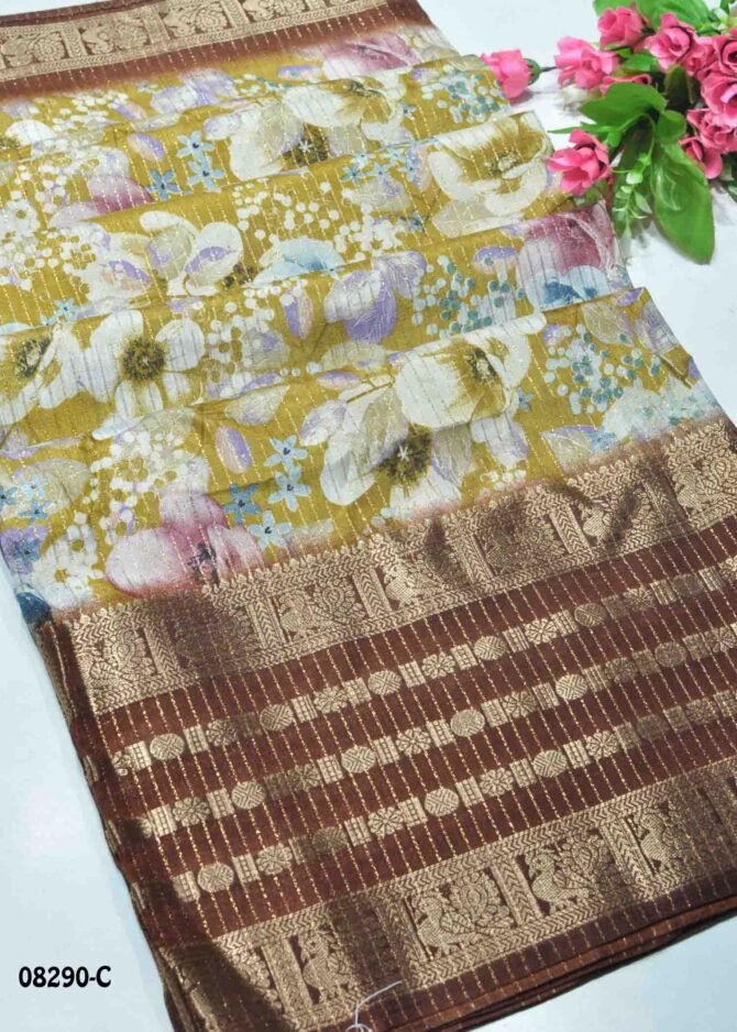 Dikshitha - 08290-C  Sand Yellow Color New Arrival Dola Silk Saree CM1254471 (LR6E)