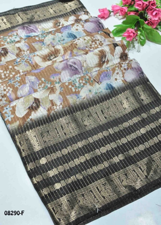 Dikshitha - 08290-F  Tan Brown Color New Arrival Dola Silk Saree CM1254471 (LR6E)