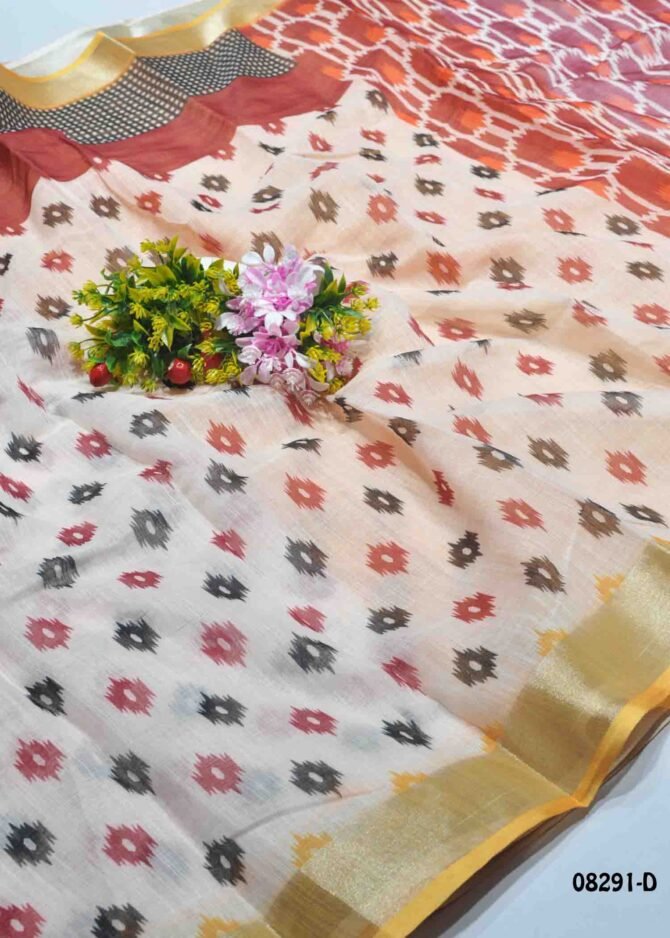 Avanthika -08291-D  Halfwhite Color Elagant Linen Cotton Saree CM1254413 (LR7E)
