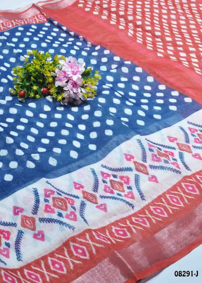 Nilashini -08291-J  Blue Color Elagant Linen Cotton Saree CM1254413 (LR7E)
