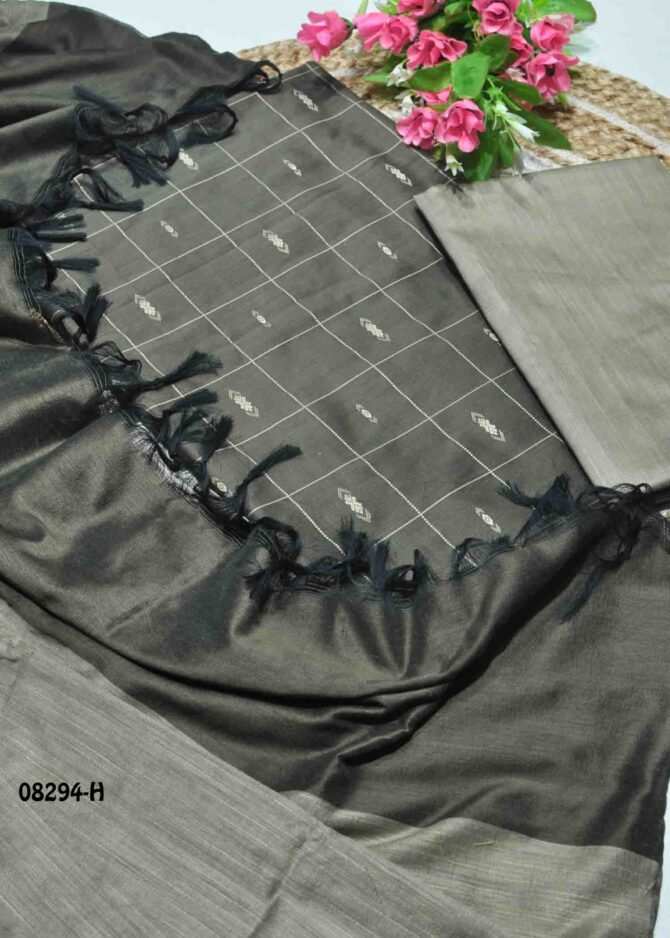 Akshitha - 08294-H  Pewter Grey Color Traditional Look Dupion Silky Salwar Material CM1266518 (LR1D)
