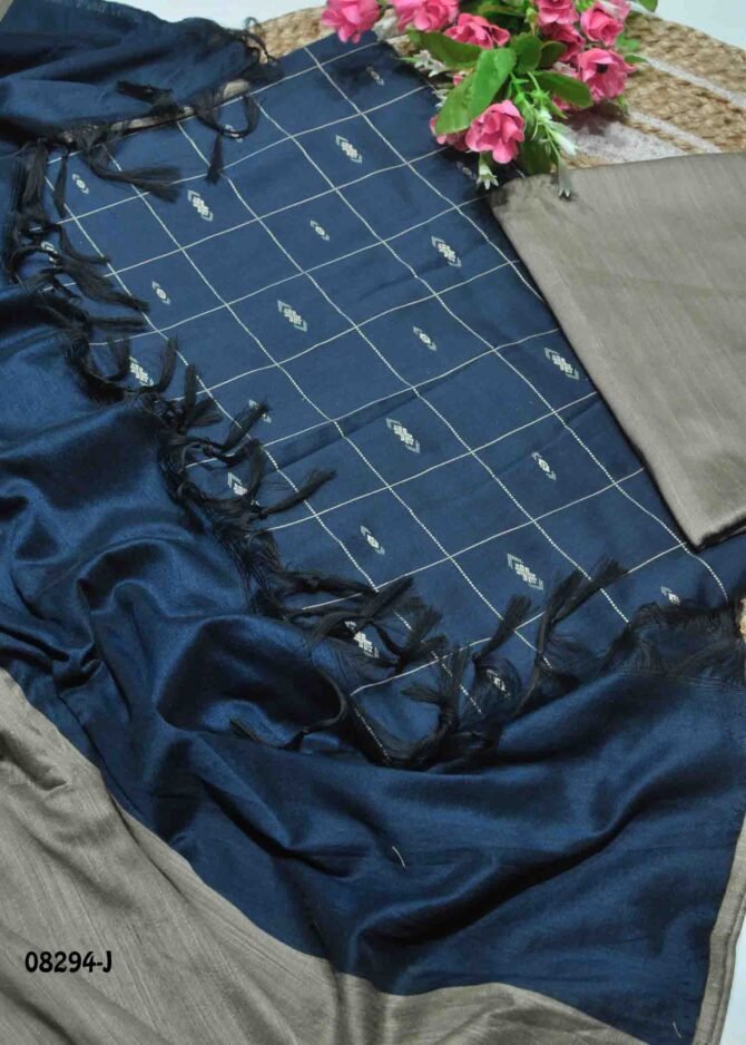 Akshitha - 08294-J  Dark Peacock Blue Color Traditional Look Dupion Silky Salwar Material CM1266518 (LR1D)
