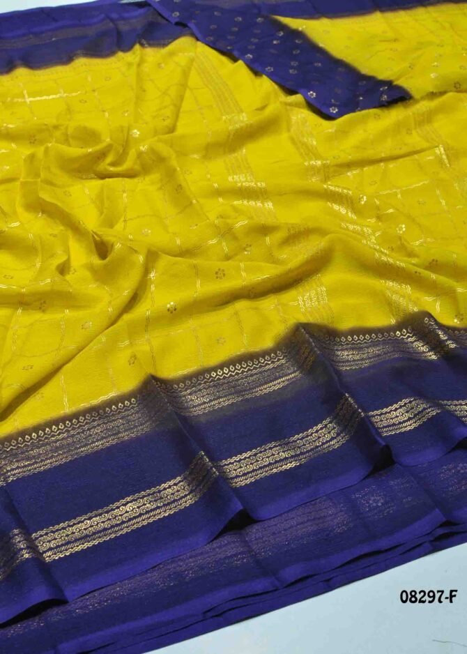 Yashavi -08297-F  Lemon Yellow Color Foil Print Soft Synthetic  Saree CM1254340 (LR11E)