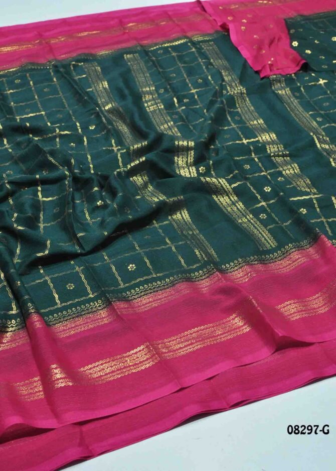 Yashavi -08297-G  Dark Green Color Foil Print Soft Synthetic  Saree CM1254340 (LR11E)