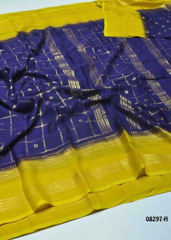 Yashavi -08297-H  Violet Color Foil Print Soft Synthetic  Saree CM1254340 (LR11E)