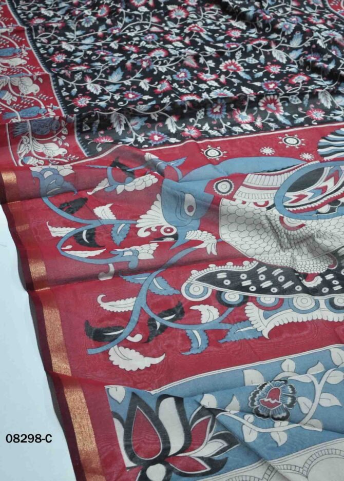 Nandhitha -08298-C  Black Color Kalamkari Print Fancy Cotton Saree CM1254259 (LR7C)