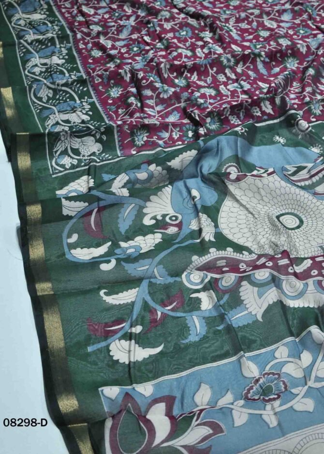 Nandhitha -08298-D  Purple Color Kalamkari Print Fancy Cotton Saree CM1254259 (LR7C)