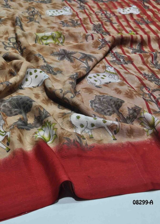 Mithunya -08299-A  Chestnut Brown Color Simply Synthetic  Saree CM1267395 (LR11E)