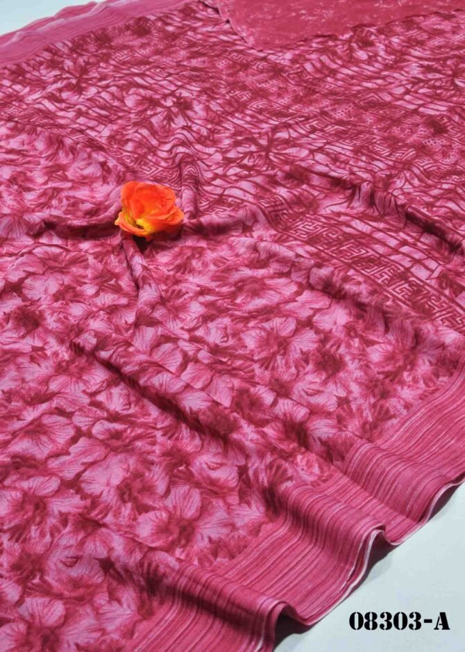 Keerthika -08303-A  Pink Color Floral Design Soft Synthetic Saree CM1211737 (RR11B)
