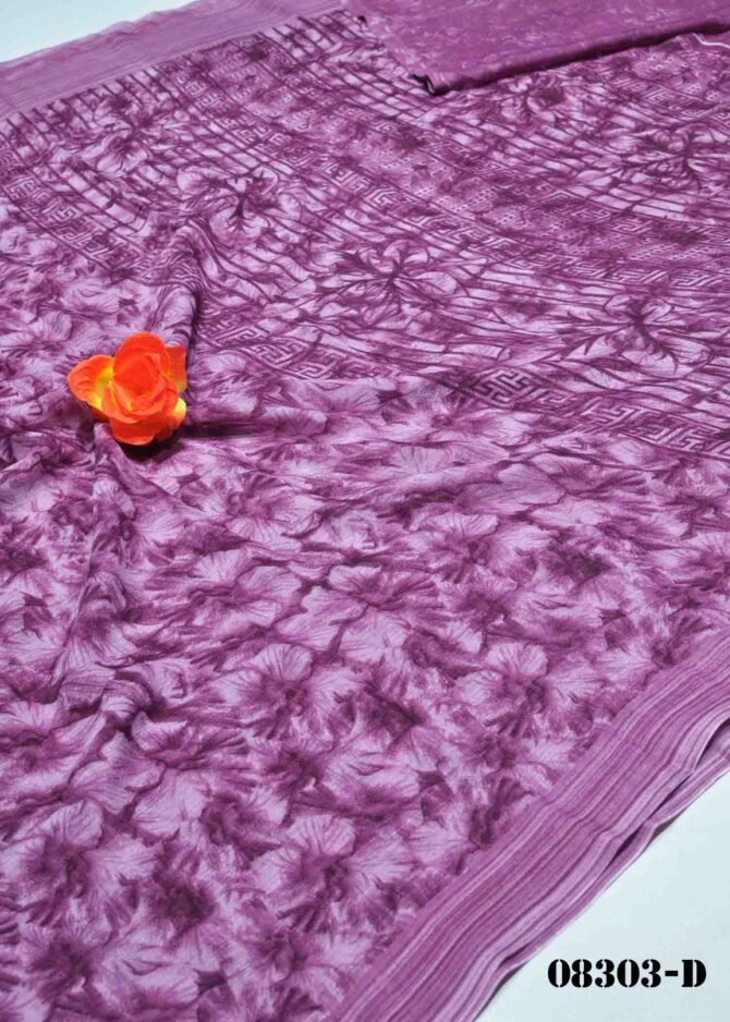 Keerthika -08303-D Purple Color Floral Design Soft Synthetic Saree CM1211737 (RR11B)