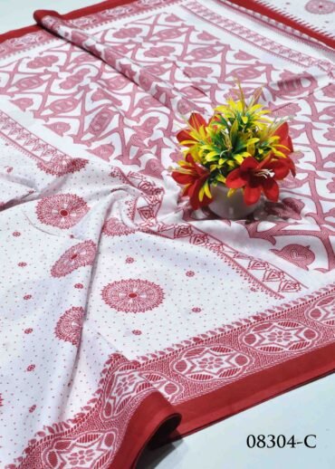 Ayushka -08304-C White And Red Color Simple Look Pure Cotton Saree CM1270169 (LR4C)