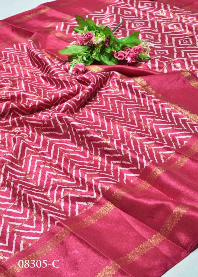 Roshi - 08305-C  Bright Pink Color Elegant Look Crepe Saree CM1251628 (LR11B)