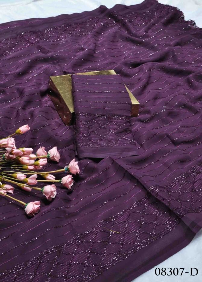 Danika -08307-D Deep Purple Color Simple Look Chiffon Saree CM1263661 (LR10B)