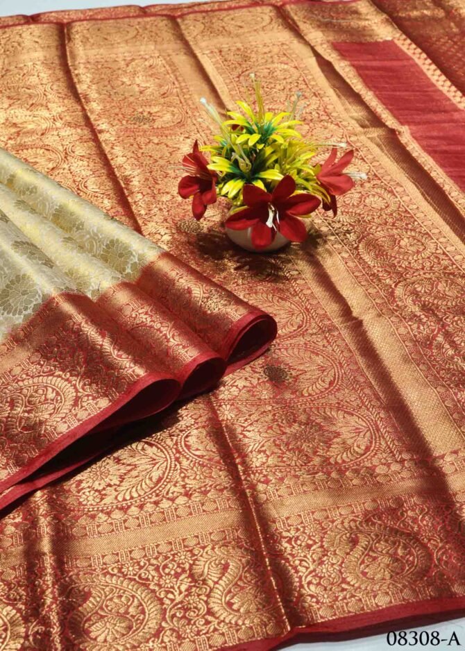 Dheerthana -08308-A Ivory With Red Color Rich Look Raw Silk Saree CM1270982 (LR2C)