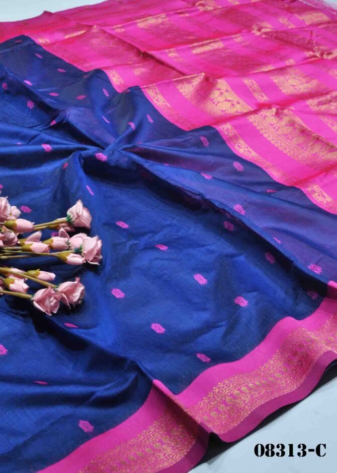 Lakshmika -08313-C Prussian Blue Color Elagant  Rich Look Silk Cotton Saree CM1246806 (RR1B)