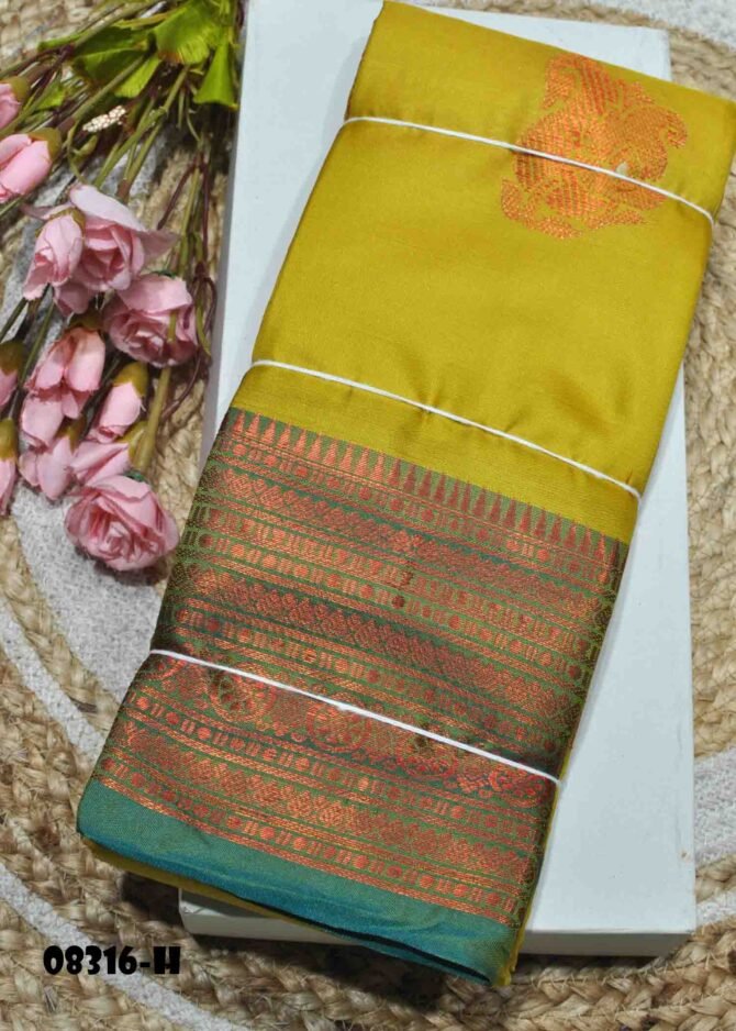Chithara - 08316-H Tea Green Color Excellent Traditional Look Lichi Silk Saree CM1269132 [LR2D]