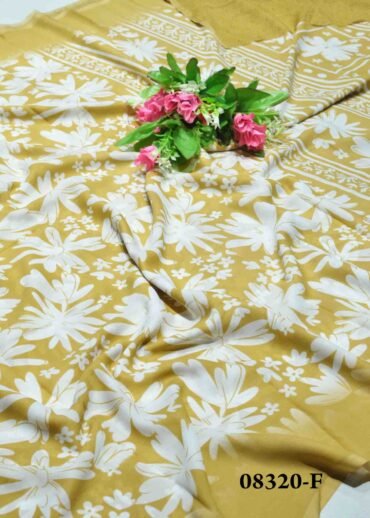 Vanadhi -08320-F Sepia Yellow Color Floral Printed Soft Georgette Saree CM1236052 (LR11D)