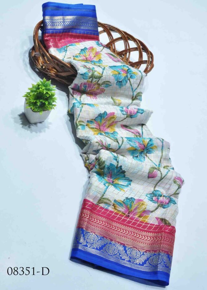 Navya -08351-D White With Blue Color Simple Soft Synthetic Saree CM1249205 (RR11B)