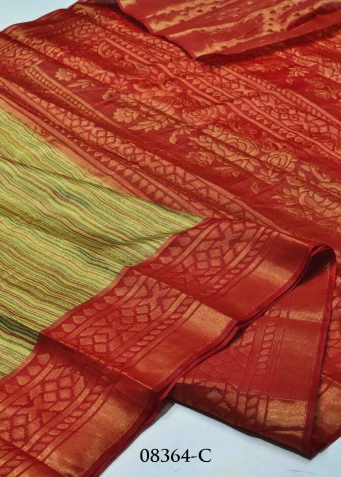 Medha -08364-C Tan With Red Color Brasso Cotton Saree CM1253859 (RR11D)