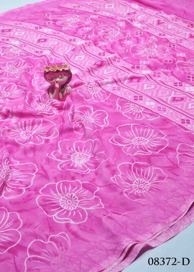 Dhruvika -08372-D  Flamingo Pink Color Floral Printed Soft Georgette Saree CM1236052 (LR11D)