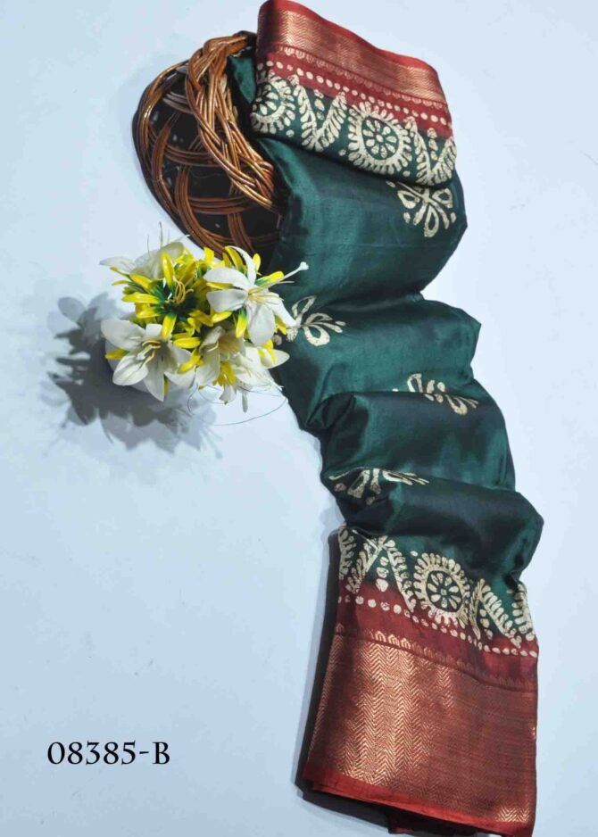 Jivika -08385-B Emerald Green Color Printed Dola Silk Saree CM1252376 (LR6B)