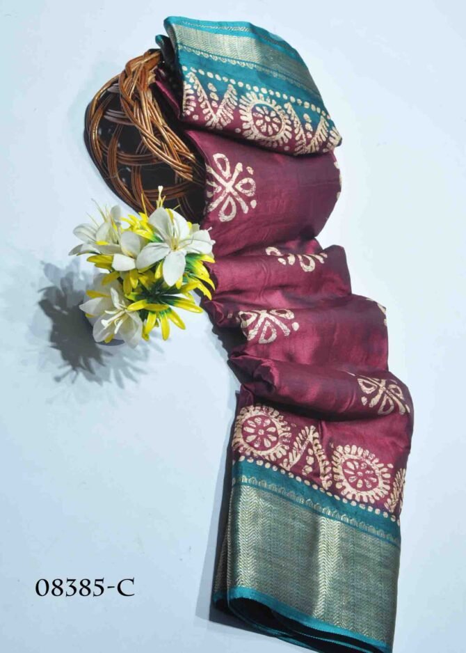 Jivika -08385-C Damson Purple Color Printed Dola Silk Saree CM1252376 (LR6B)